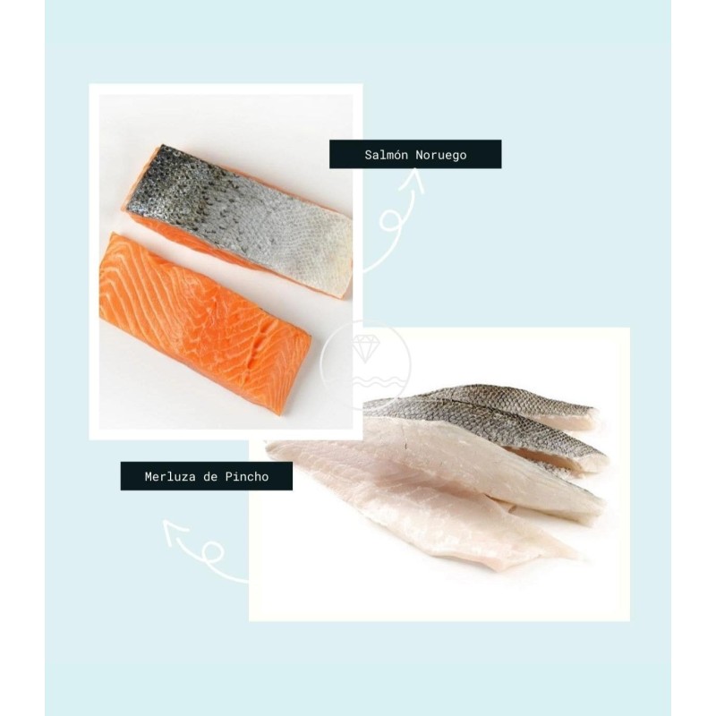 Pack de pescado limpio merluza y salmón | Pescadería online | Comprar pescado online